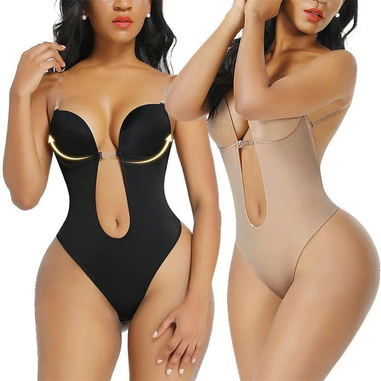 Plus Size Shapewear Deep V Invisible Shoulder Straps