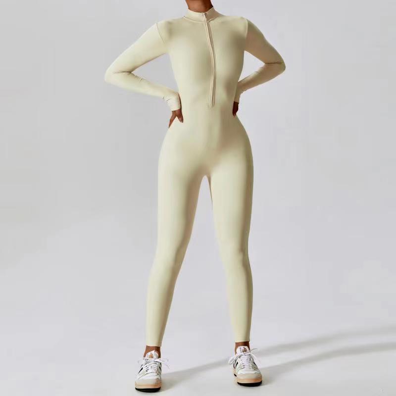 one-piece body suit long-sleeved fitness  bodysuit