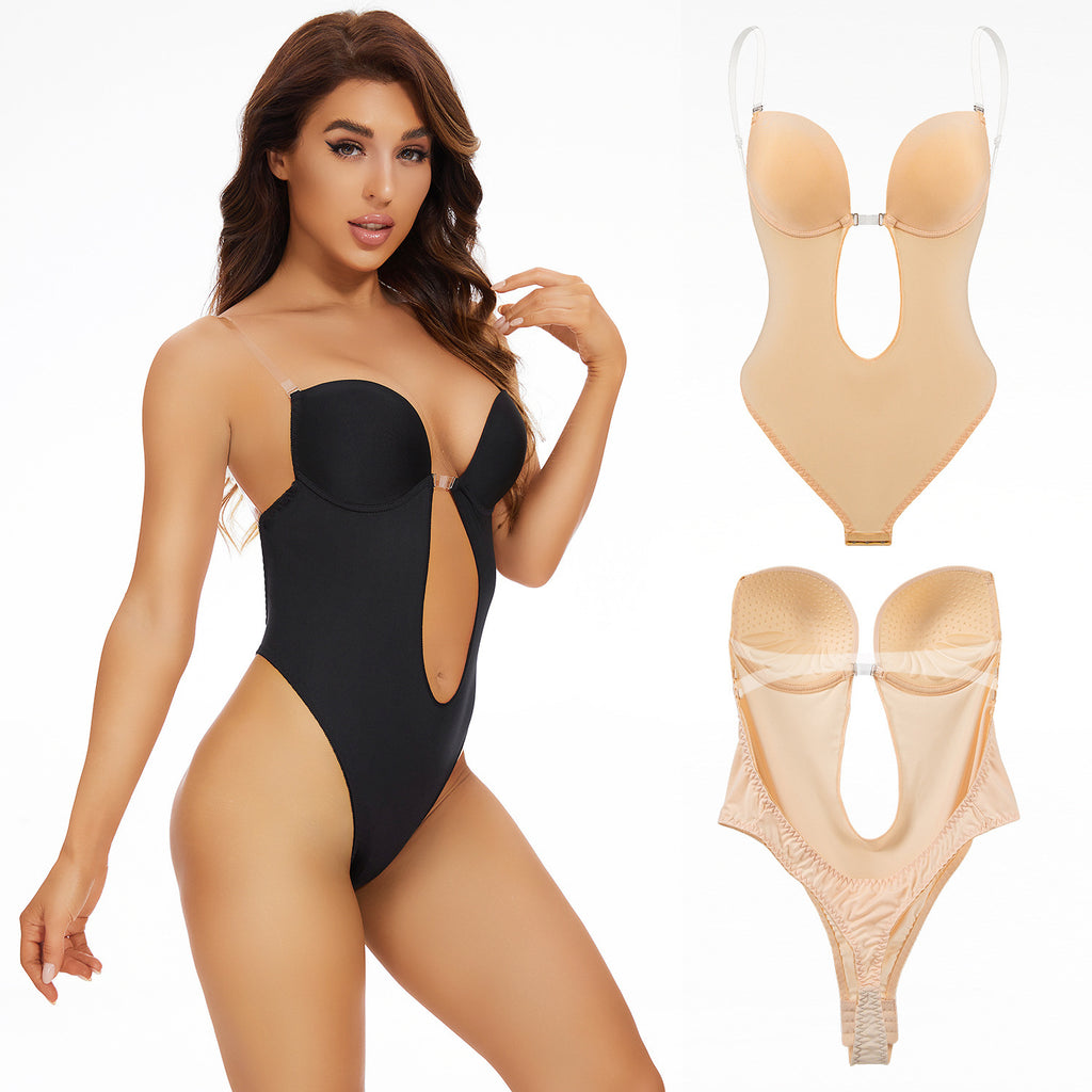 Plus Size Shapewear Deep V Invisible Shoulder Straps