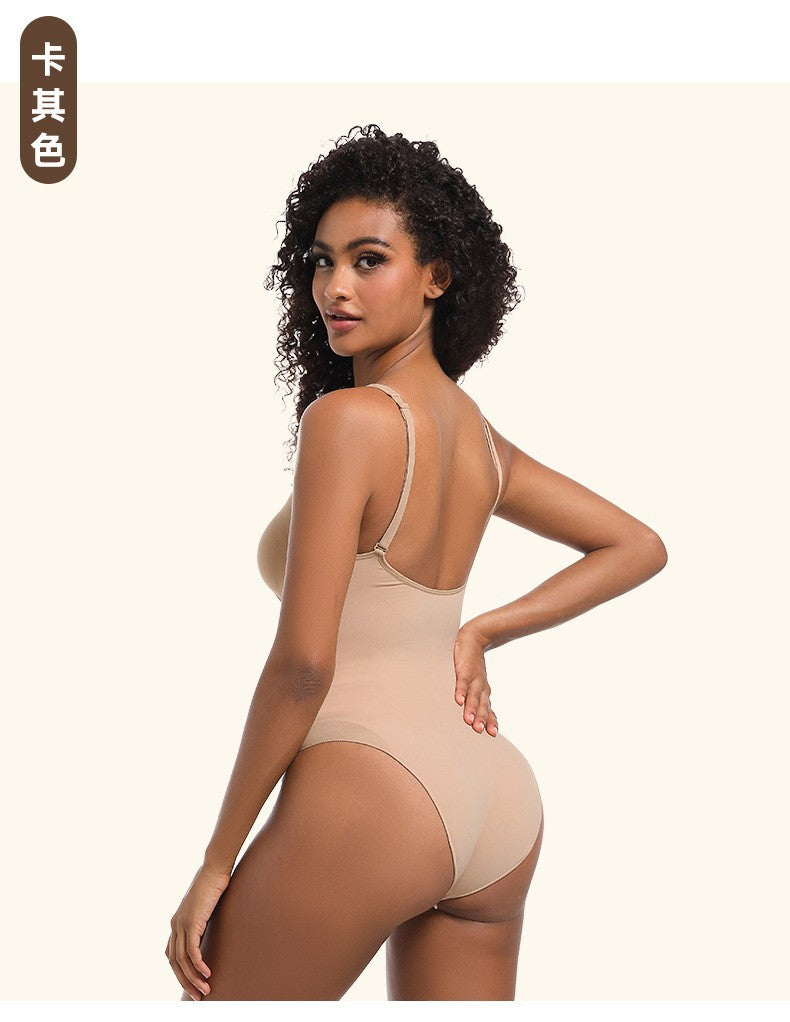 Suspender zipper bodysuit seamless one-piece