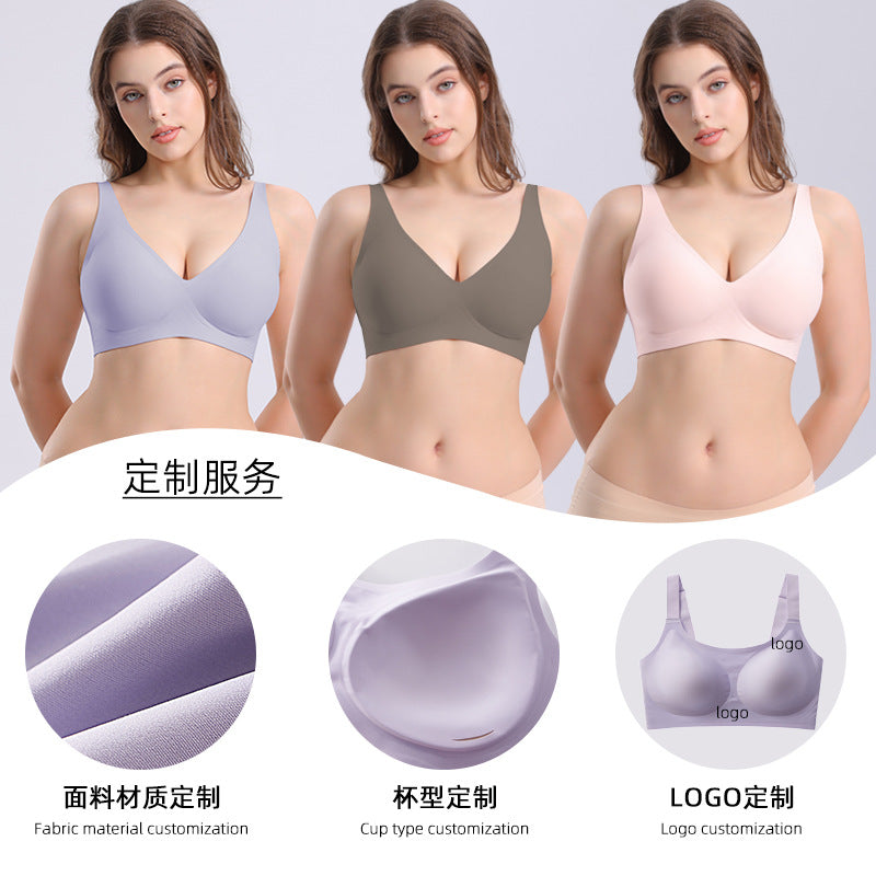 Jelly strip underwear for women  deep V, gathered, Plus size bra