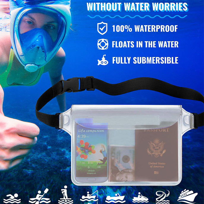 Waterproof bag with belt accessories Keep mobile phone and valuables safe and dry way suitable for boating and swimming